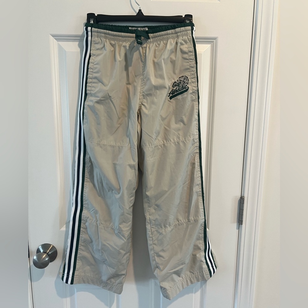 GAP Kids Tan Joggers with Dark Green Accents